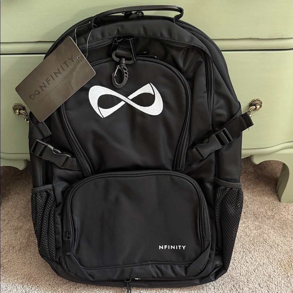 NFINITY Sleek Black Backpack with White Accents